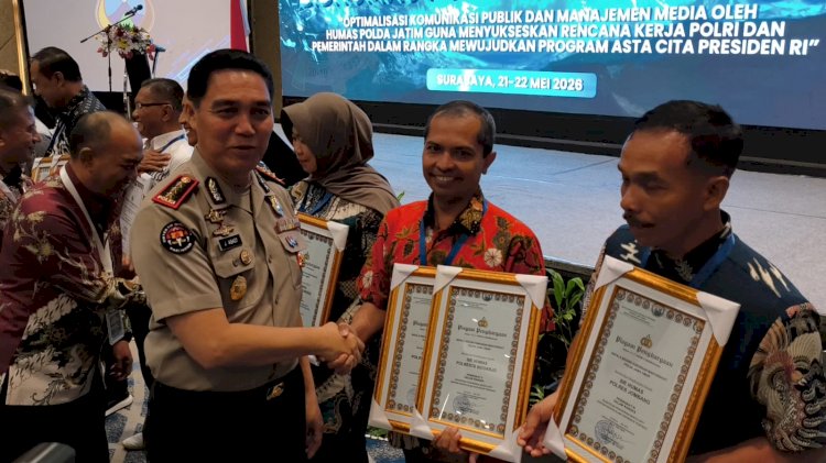 Humas Polresta Sidoarjo Raih Dua Penghargaan di Rakernis Bidhumas Polda Jatim 2026